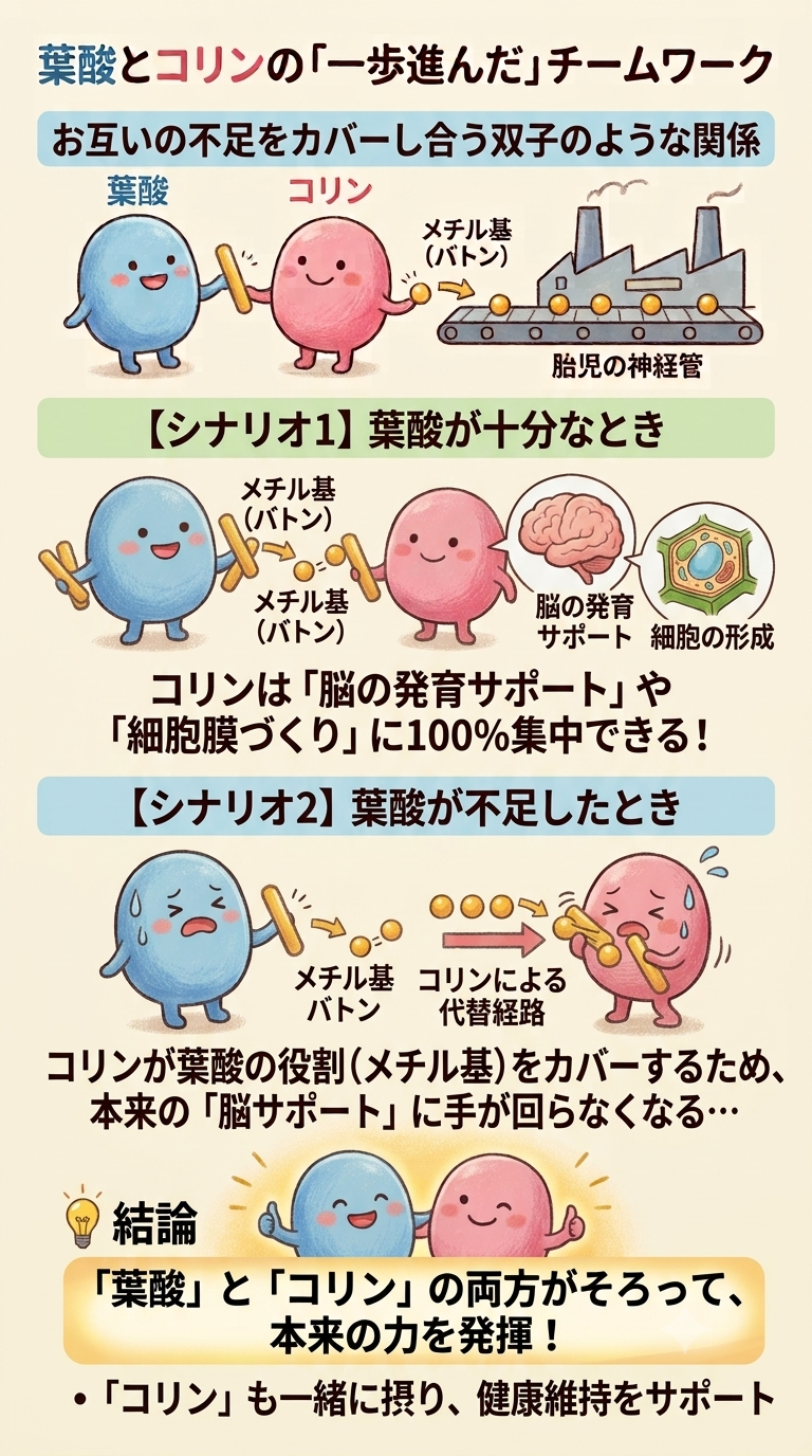 葉酸とコリンが果たす一歩進んだ協力関係