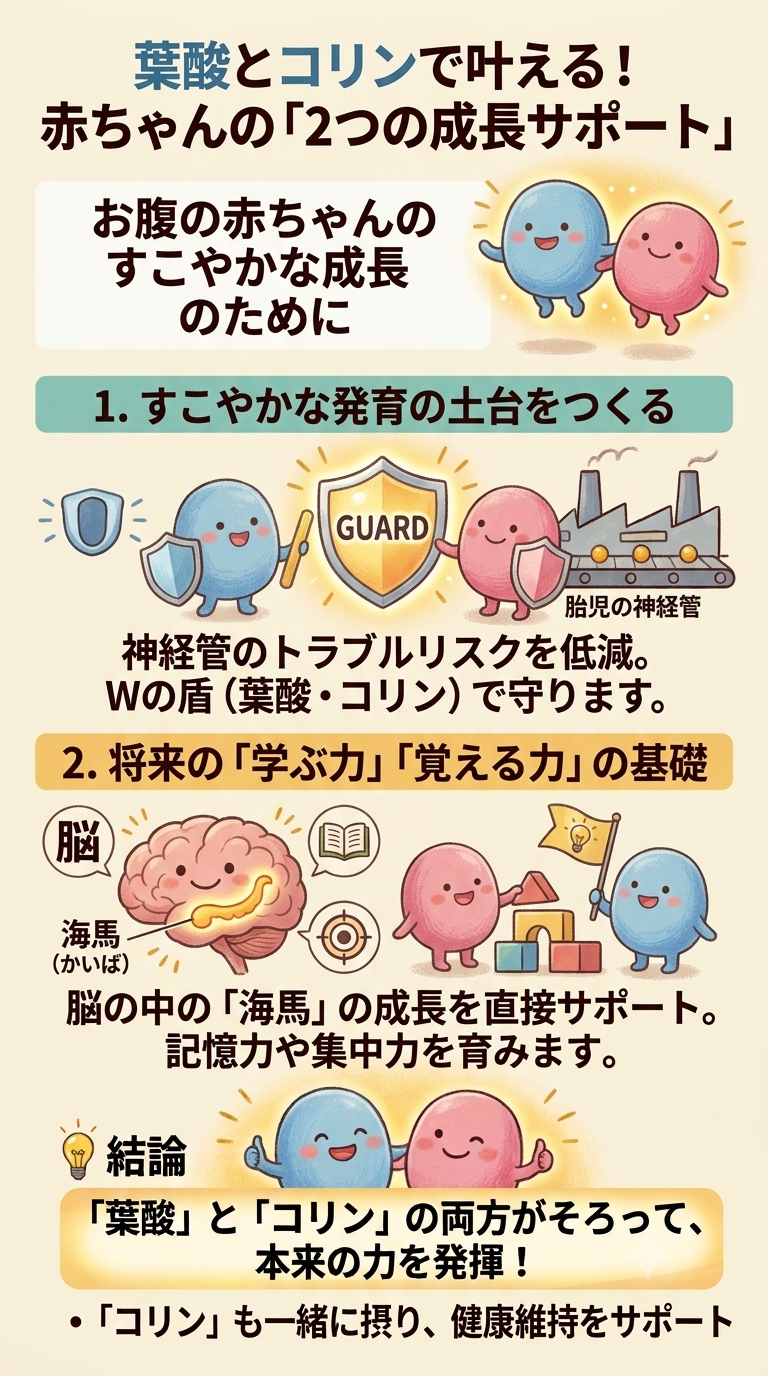 葉酸とコリンで叶える赤ちゃんの２つの成長サポート